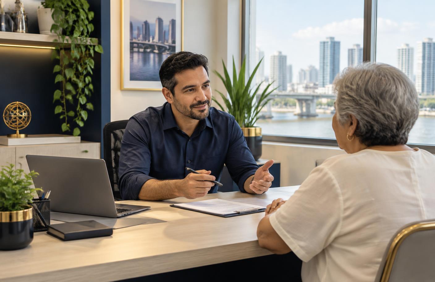Consultor da HN Promotora conversando com uma cliente sobre crédito